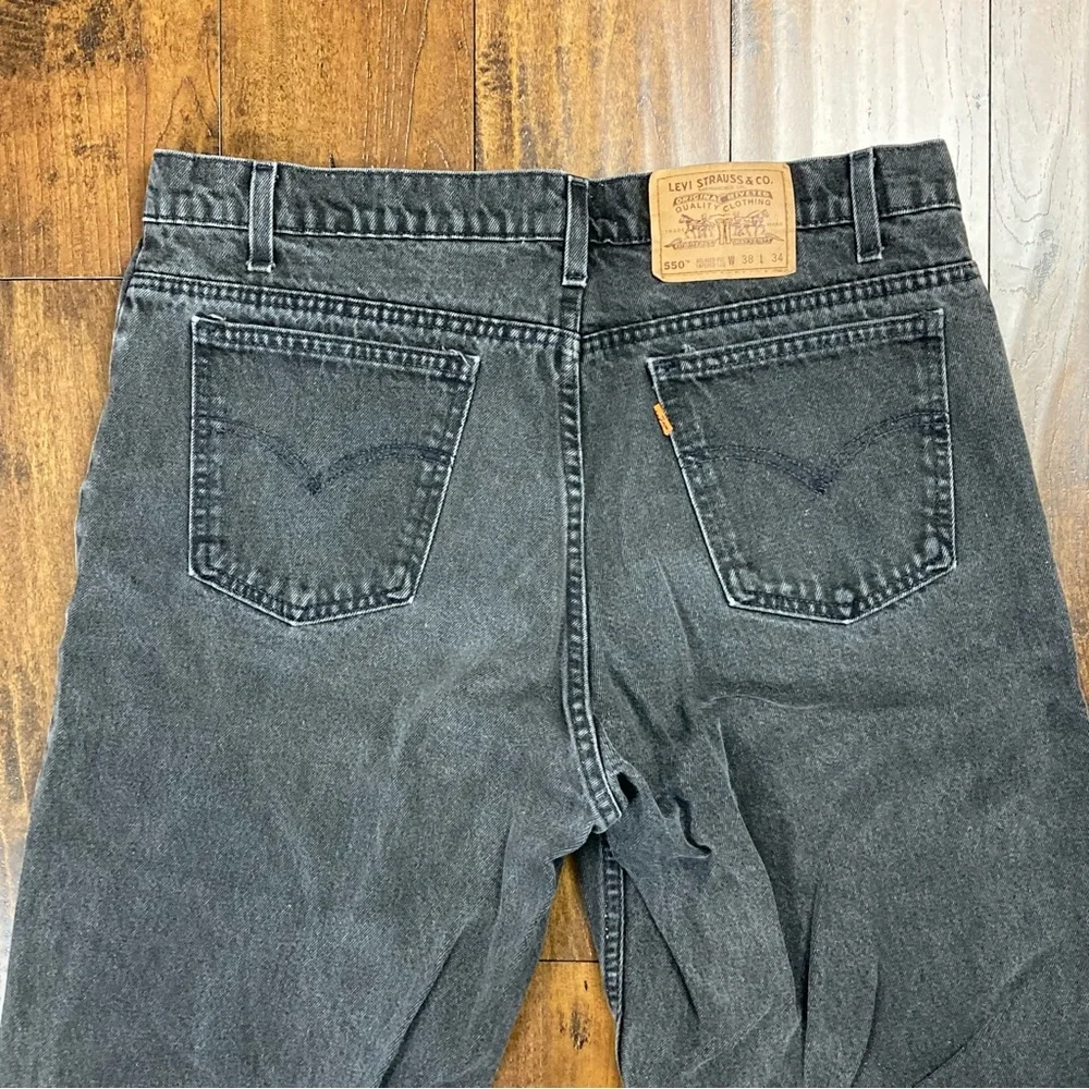 LEVI’S 550 Orange Tab VINTAGE Men’s Jeans Black 100% Cotton Size 38 x 34